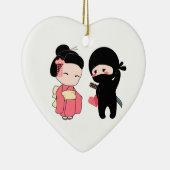 Valentijn Ninja en Geisha Keramisch Ornament (Rechts)
