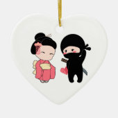Valentijn Ninja en Geisha Keramisch Ornament (Voorkant)