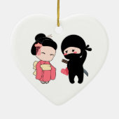 Valentijn Ninja en Geisha Keramisch Ornament (Achterkant)