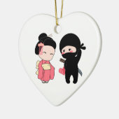 Valentijn Ninja en Geisha Keramisch Ornament (Links)