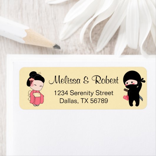 Valentijn Ninja en Geisha op Geel Etiket (Insitu)