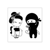 Valentijn Ninja en Geisha Rubberstempel (Afrduk)
