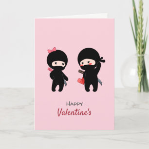 Valentijn Ninja Pair, een jongen en een meisje Roz Feestdagen Kaart