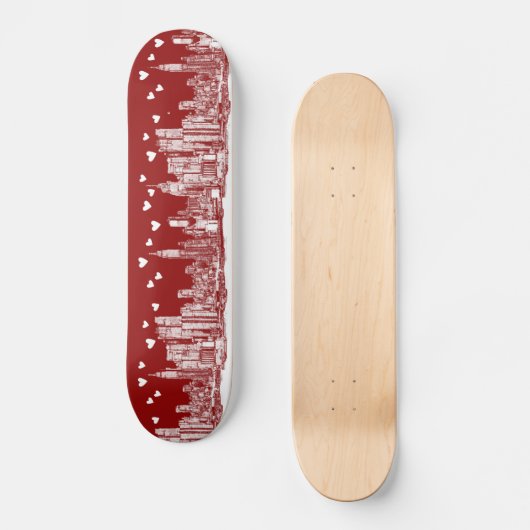 valentijn NYC skyline Skateboard (Voorkant)