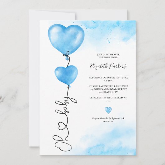 Valentijn oh baby houdt van blauw hart baby shower kaart (Voorkant)