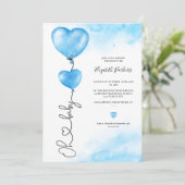 Valentijn oh baby houdt van blauw hart baby shower kaart (Staand voorkant)