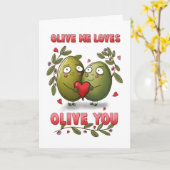 Valentijn Olive Me houdt van je Schattigee woordsp Kaart (Gele Bloem)