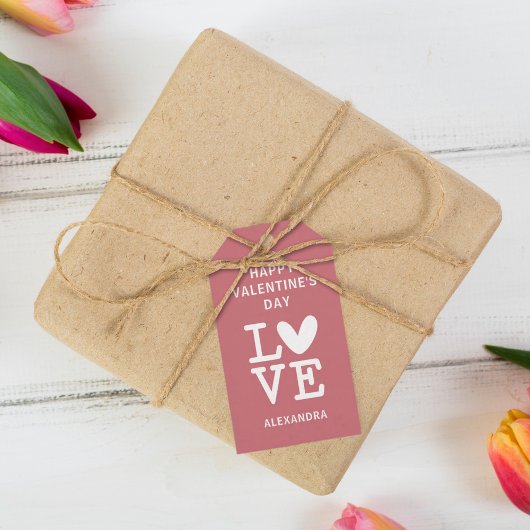 Valentijn oud roos & wit liefdeshart aangepast cadeaulabel