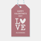 Valentijn oud roos & wit liefdeshart aangepast cadeaulabel (Voorkant)