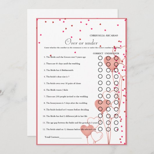 Valentijn Over of onder vrijgezellenfeest spel Kaa Aankondiging (Voorkant / Achterkant)