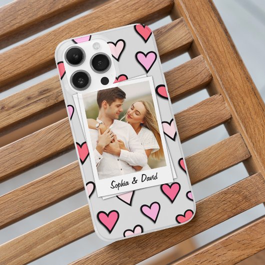Valentijn paar aangepaste foto monogram hart vorm Case-Mate iPhone case