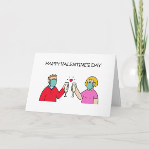 Valentijn paar dragen gezichtsmaskers Kaart