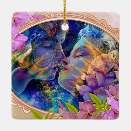 Valentijn-paar-viering Keramisch Ornament (Achterkant)