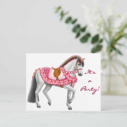 Valentijn Paardenuitnodiging Kaart (Staand voorkant)