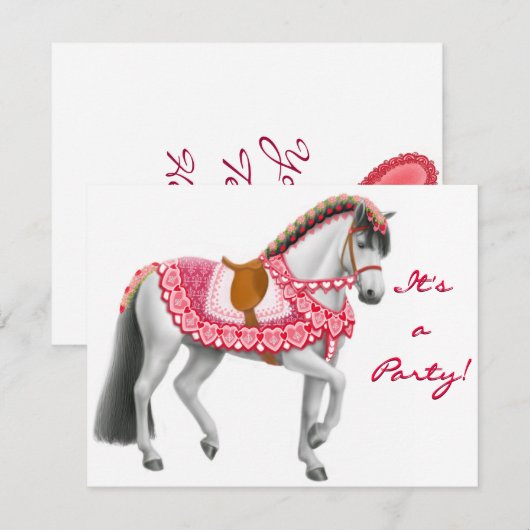 Valentijn Paardenuitnodiging Kaart (Voorkant / Achterkant)