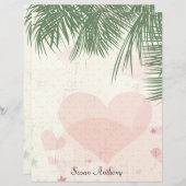 Valentijn Palm Tree Romantisch Strand Briefpapier (Voorkant / Achterkant)