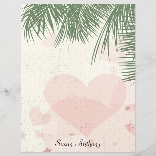 Valentijn Palm Tree Romantisch Strand Briefpapier (Voorkant)