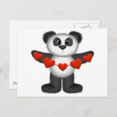 Valentijn Panda Beer Holding String of Red Hearts Feestdagenkaart (Voorkant / Achterkant)