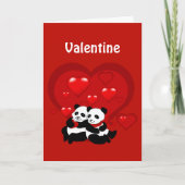 Valentijn Panda Couple Hearts Custotom Card Feestdagen Kaart (Voorkant)