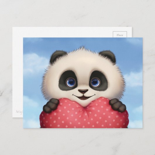 Valentijn Panda Feestdagenkaart (Voorkant / Achterkant)