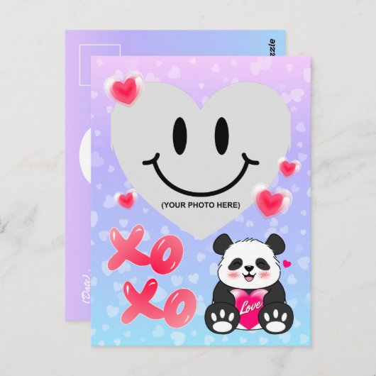Valentijn Panda in liefde Briefkaart (Voorkant / Achterkant)