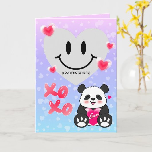 Valentijn Panda in liefde Kaart (Gele Bloem)