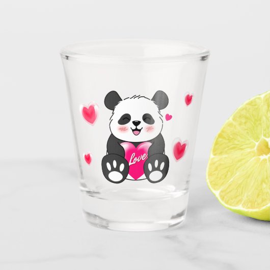 Valentijn Panda in liefde Shot Glas (Voorkant)