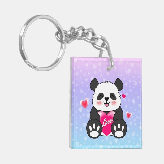 Valentijn Panda in liefde Sleutelhanger (Voorkant Links)