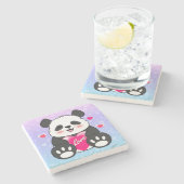 Valentijn Panda in liefde Stenen Onderzetter (Zijkant)