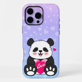 Valentijn Panda in Love Bubblegum iPhone 16 Pro Max Hoesje
