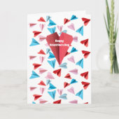 Valentijn Papier Vliegtuig Kleurrijke Aangepaste F Feestdagen Kaart (Voorkant)