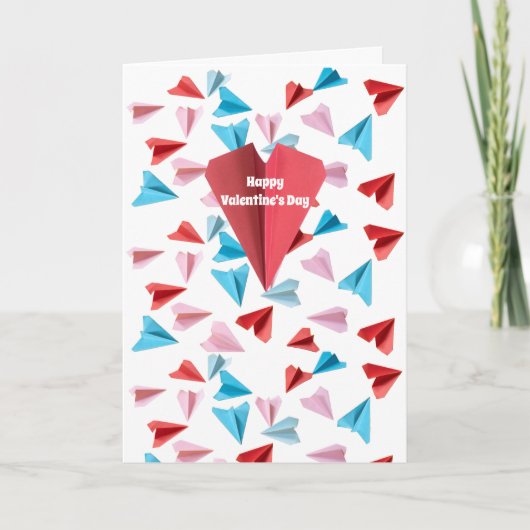 Valentijn Papier Vliegtuig Kleurrijke Aangepaste F Feestdagen Kaart (Voorkant)