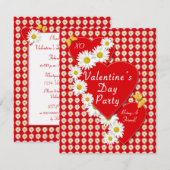 Valentijn Party Daisies Small Invitation Kaart (Voorkant / Achterkant)