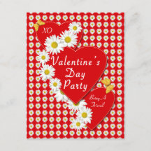 Valentijn Party Daisies Small Invitation