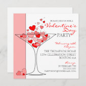 Valentijn Party Heart Love Cocktail Invitation Kaart (Voorkant / Achterkant)