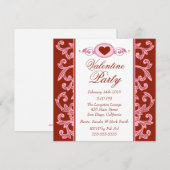 Valentijn Party Invitations Red Strawberry Pink Kaart (Voorkant / Achterkant)