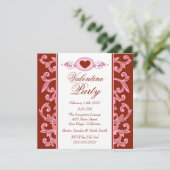 Valentijn Party Invitations Red Strawberry Pink Kaart (Staand voorkant)