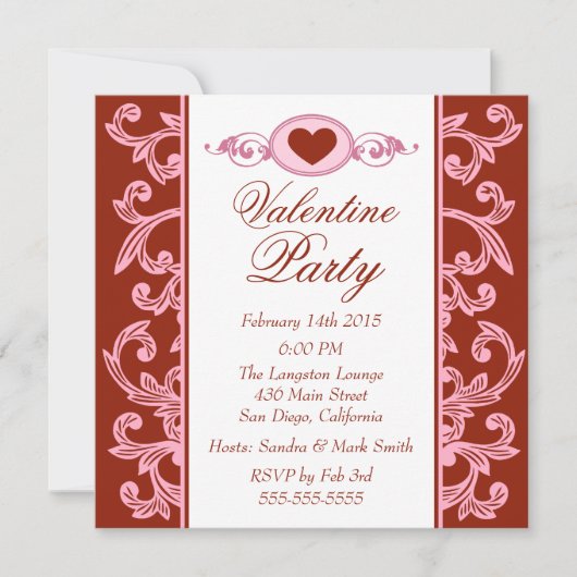 Valentijn Party Invitations Red Strawberry Pink Kaart (Voorkant)