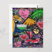 Valentijn Party Parrot Briefkaart (Voorkant / Achterkant)