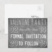 Valentijn Party Sla de datum schoolbord look op Aankondigingskaart (Voorkant / Achterkant)