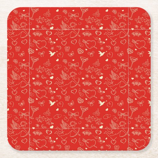 Valentijn Patroon 2 Kartonnen Onderzetters (Voorkant)