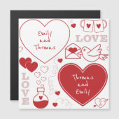 Valentijn Patroon Magnetische Kaart - Rood op Wit (Voorkant / Achterkant)