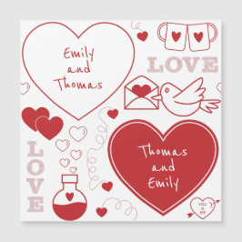 Valentijn Patroon Magnetische Kaart - Rood op Wit