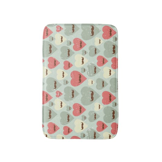 Valentijn patroon met hart en snor badmat (Voorkant Verticaal)