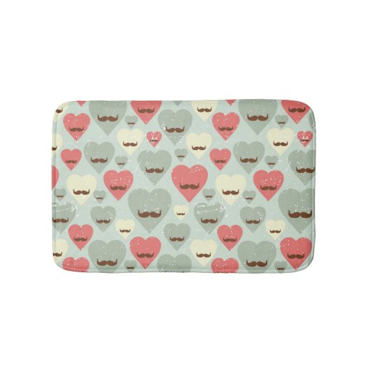 Valentijn patroon met hart en snor badmat (Voorkant)