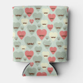 Valentijn patroon met hart en snor blikjeskoeler (Voorkant)