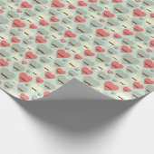 Valentijn patroon met hart en snor cadeaupapier (Hoek)