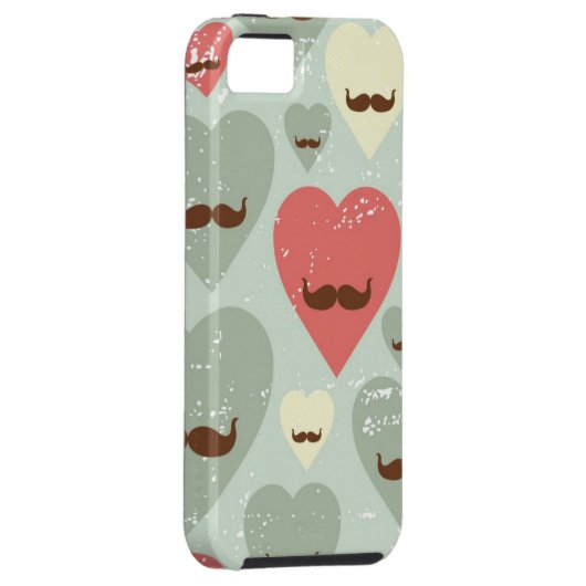 Valentijn patroon met hart en snor Case-Mate iPhone case (Back/Rechts)