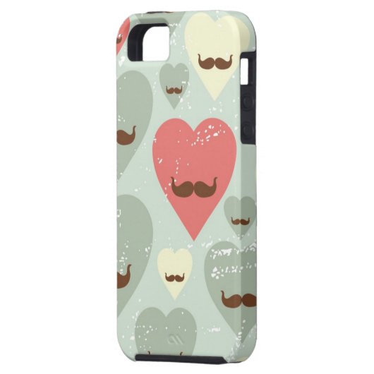 Valentijn patroon met hart en snor Case-Mate iPhone case (Achterkant Links)
