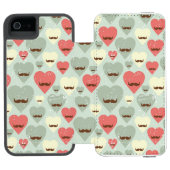 Valentijn patroon met hart en snor incipio iPhone portemonnee hoesje (Agenda Open)